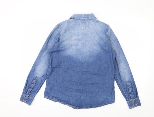 FOREVER 21 Womens Blue  Denim Basic Button-Up Size S