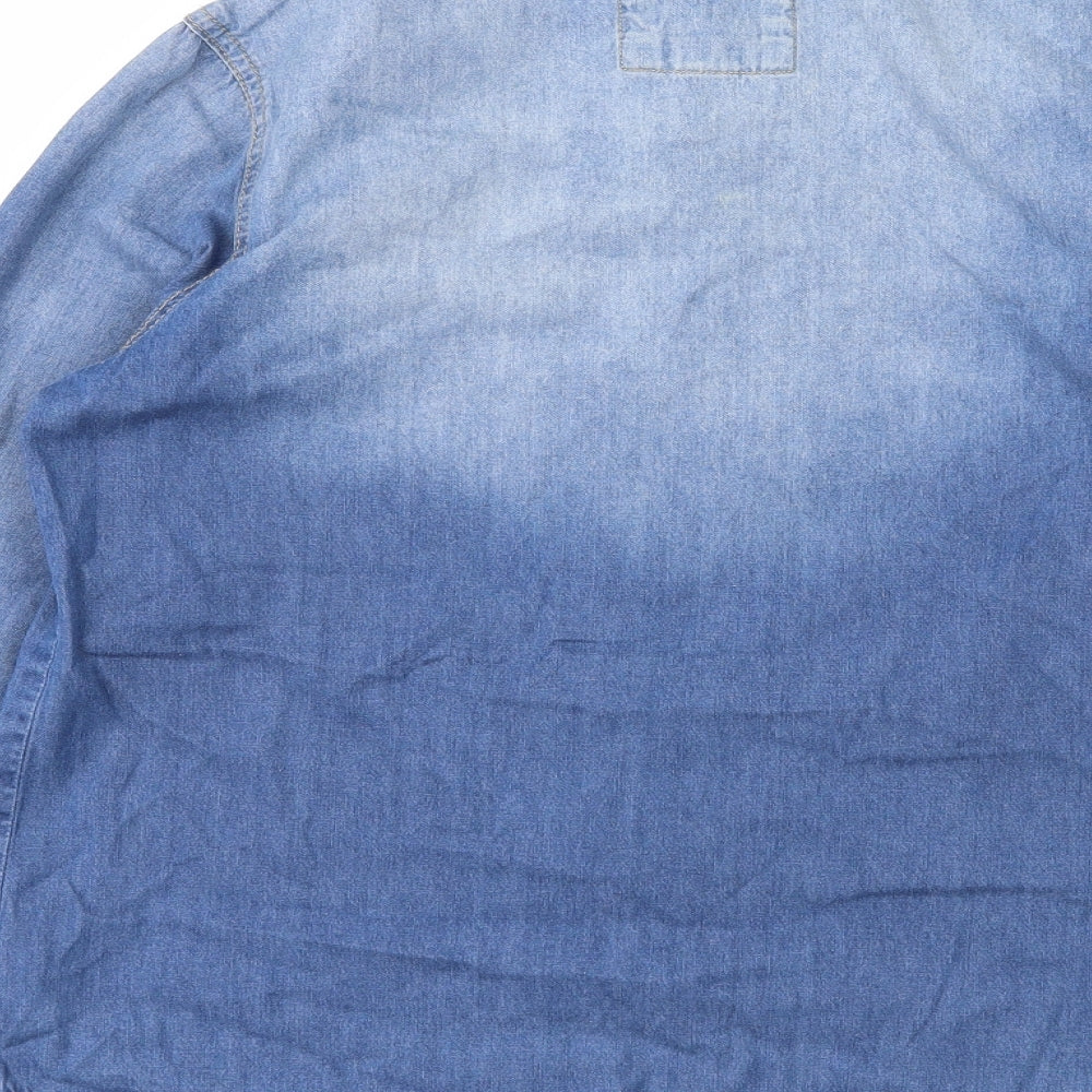 FOREVER 21 Womens Blue  Denim Basic Button-Up Size S