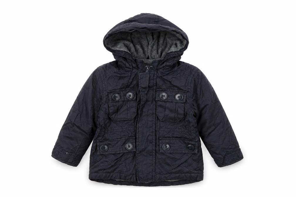 Front view of Mini Club Baby Grey Jacket, size 9-12, Months