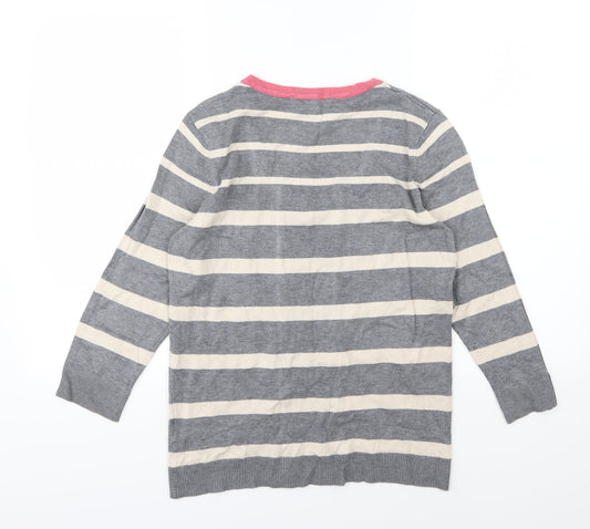 Julipa Womens Grey Striped Knit Pullover Jumper Size 12