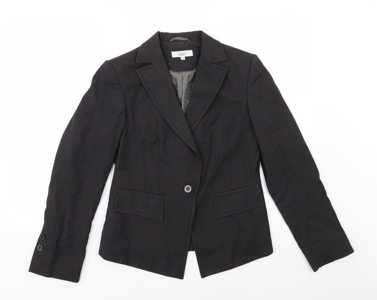 NEXT Womens Grey Striped  Jacket Suit Jacket Size 12