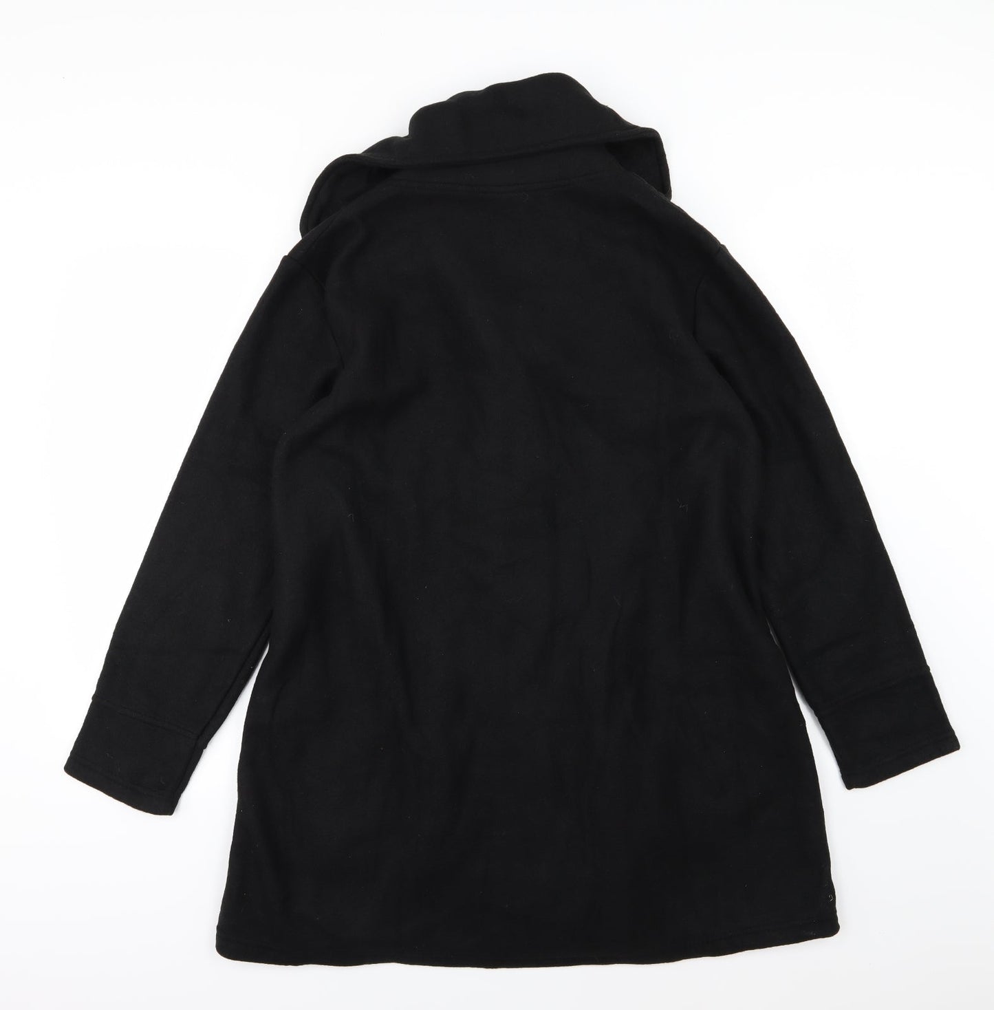 Preworn Womens Black  Fleece Overcoat Coat Size 16