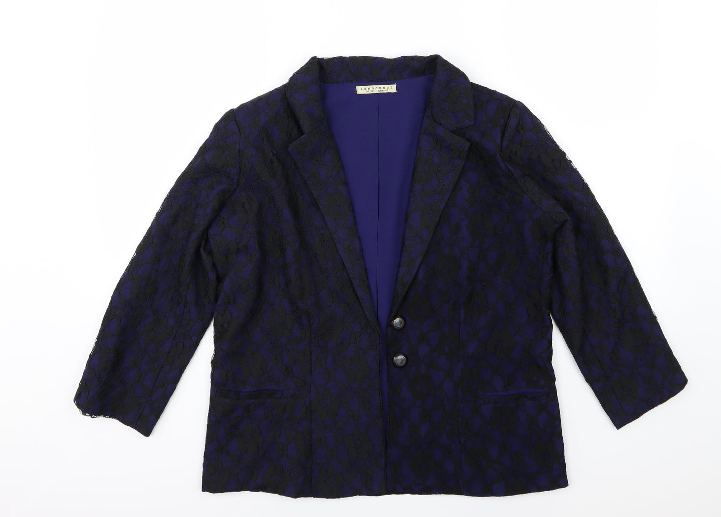 Innocence Womens Blue Floral  Jacket Blazer Size 12