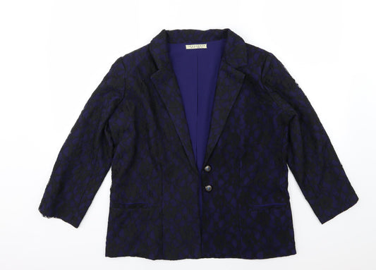 Innocence Womens Blue Floral  Jacket Blazer Size 12