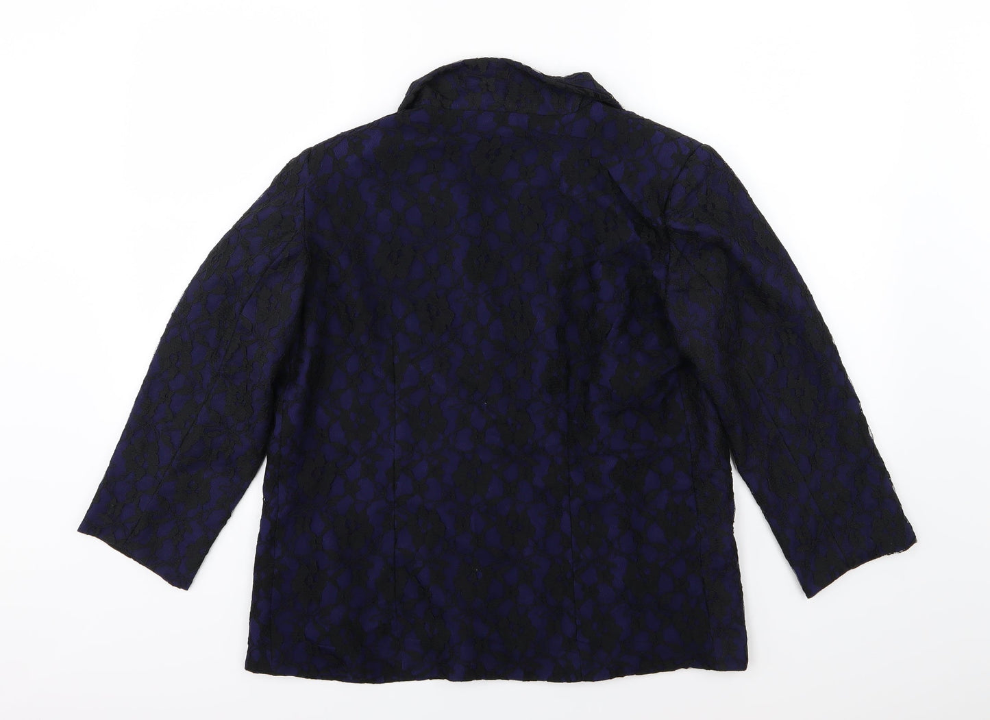 Innocence Womens Blue Floral  Jacket Blazer Size 12
