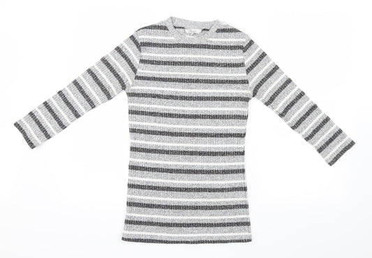 Peacocks Womens Grey Striped  Pullover Jumper Size 10