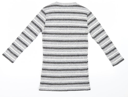 Peacocks Womens Grey Striped  Pullover Jumper Size 10