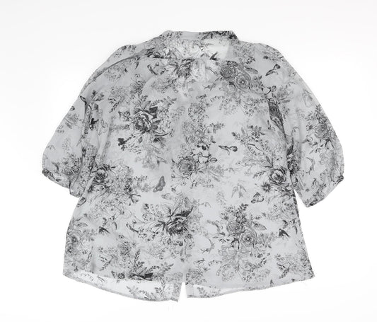 New Look Womens Grey Floral  Basic Blouse Size 10