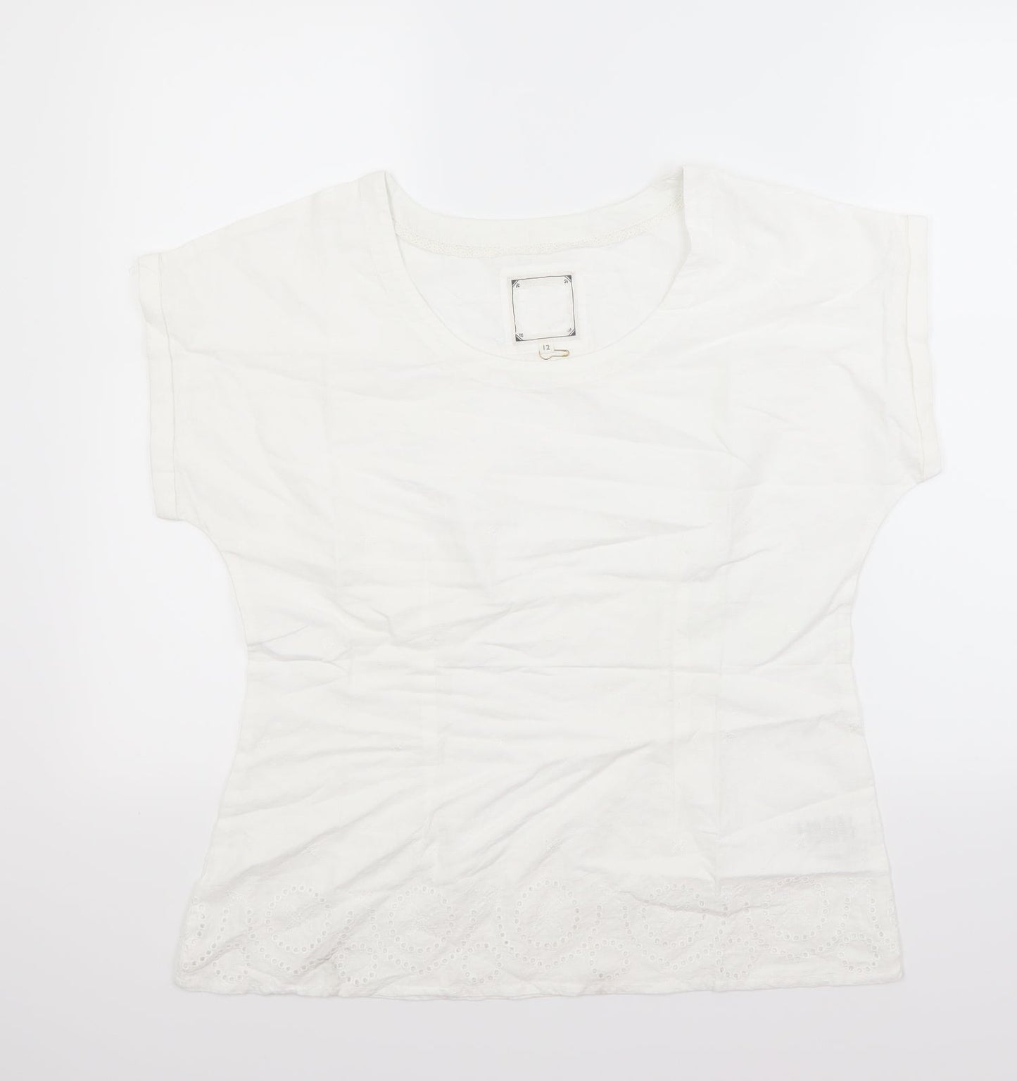 Preworn Womens White   Basic T-Shirt Size 12