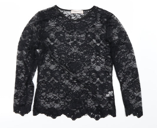 charlotte & co Womens Black Floral  Basic Blouse Size S