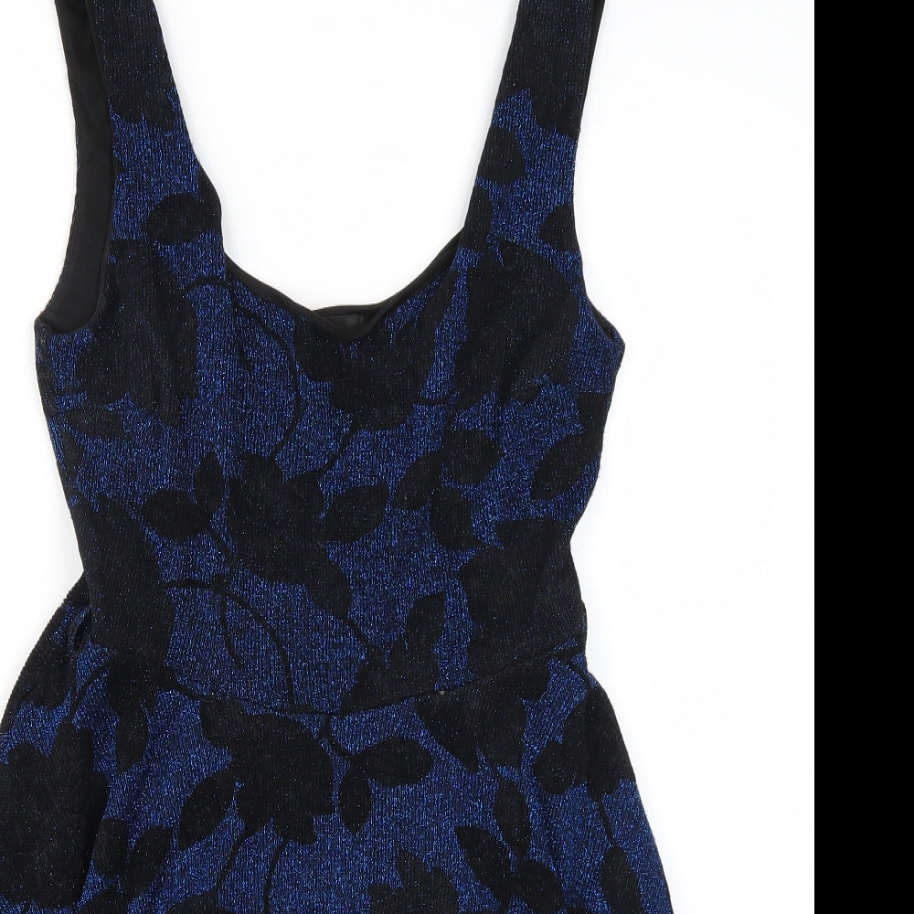 Club L Womens Blue Floral  A-Line  Size 10