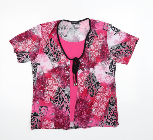 mega designs Womens Pink Floral  Basic T-Shirt Size XL
