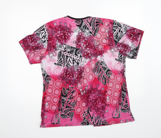 mega designs Womens Pink Floral  Basic T-Shirt Size XL