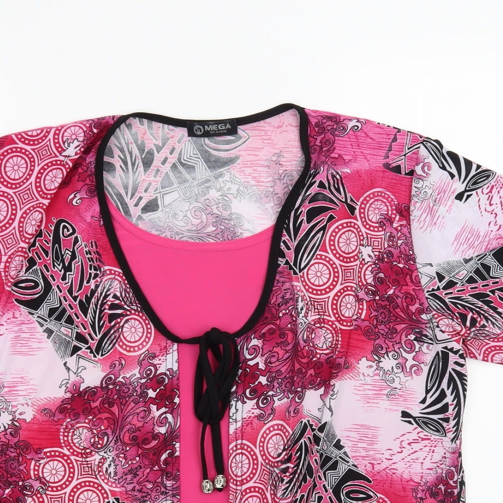 mega designs Womens Pink Floral  Basic T-Shirt Size XL