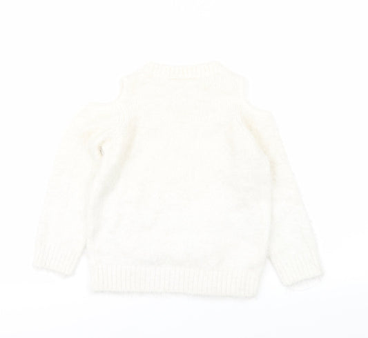 Marks and Spencer Girls White   Pullover Jumper Size 5 Years