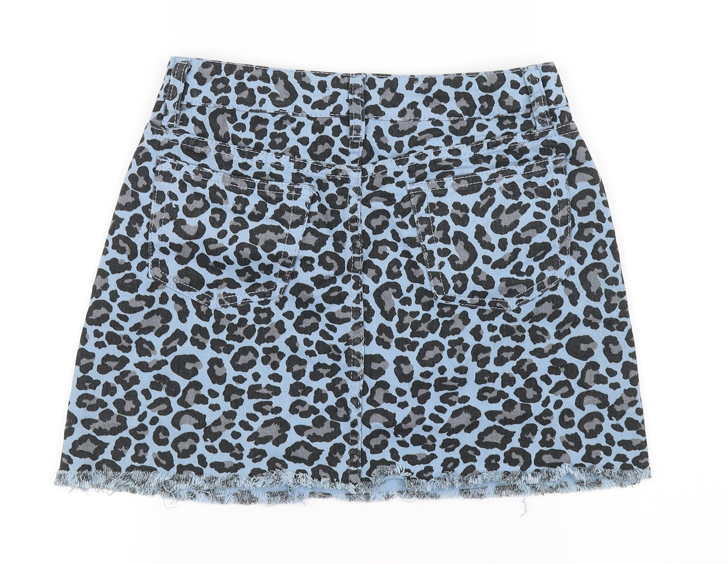 Boohoo Womens Blue Animal Print  Mini Skirt Size 8