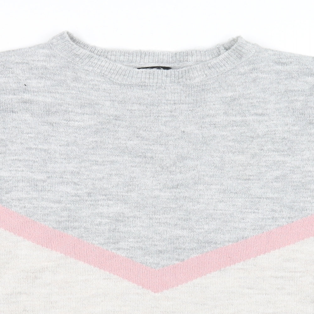 M&Co Womens White Striped  Pullover Jumper Size 8