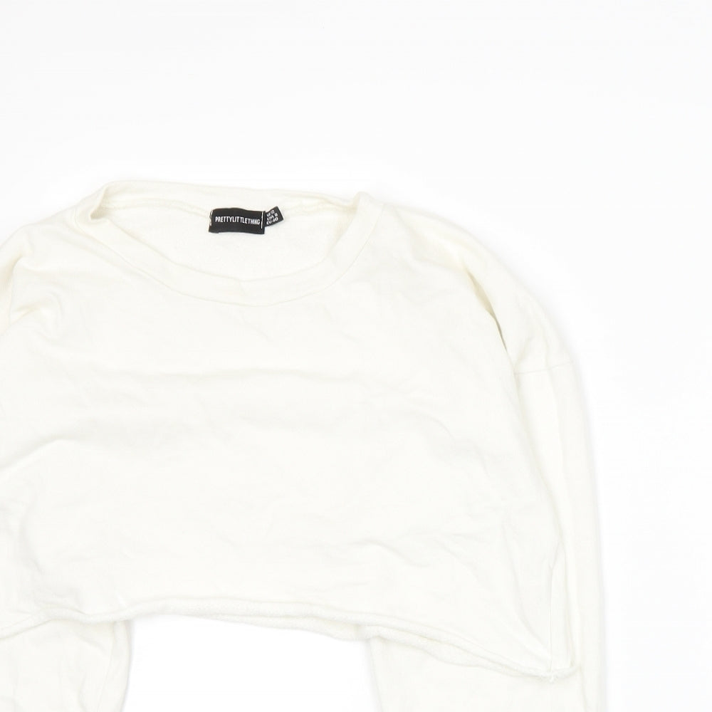 PRETTYLITTLETHING Womens White  Jersey Pullover Sweatshirt Size 12