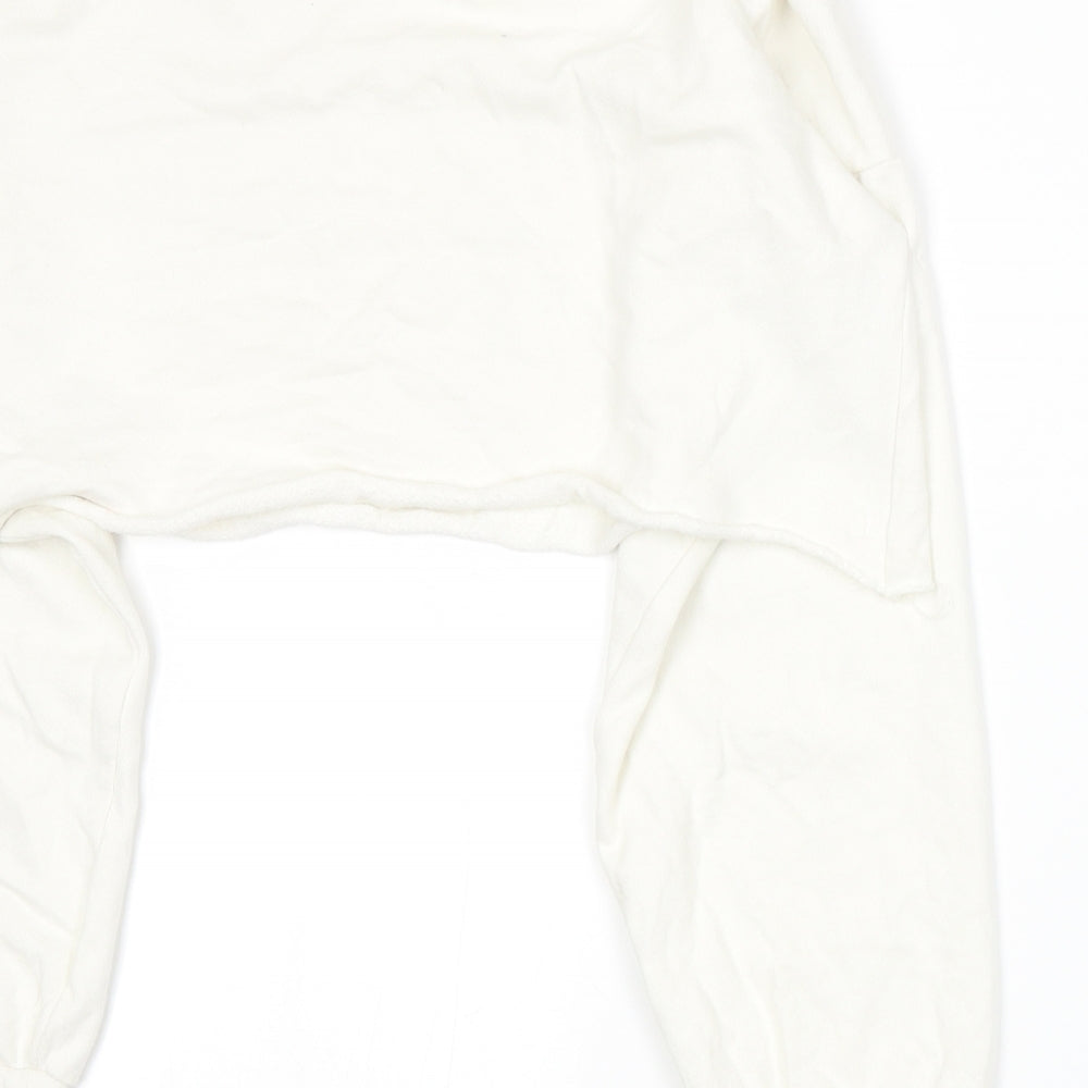 PRETTYLITTLETHING Womens White  Jersey Pullover Sweatshirt Size 12