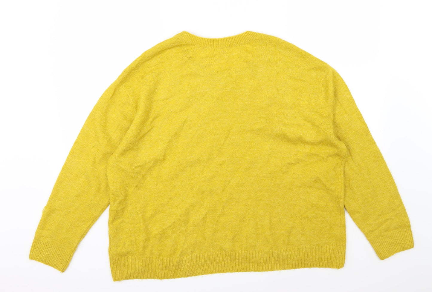 H&M Womens Yellow  Knit Pullover Jumper Size L