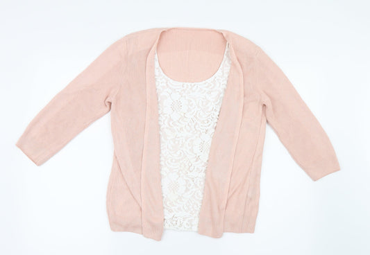 Marks and Spencer Womens Pink   Basic Blouse Size 12  - Cardigan and Top All in One