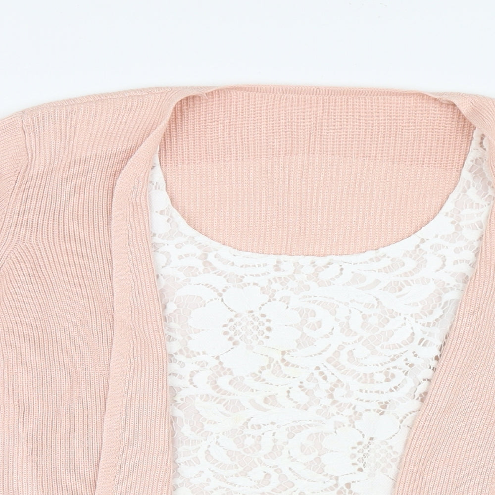 Marks and Spencer Womens Pink   Basic Blouse Size 12  - Cardigan and Top All in One