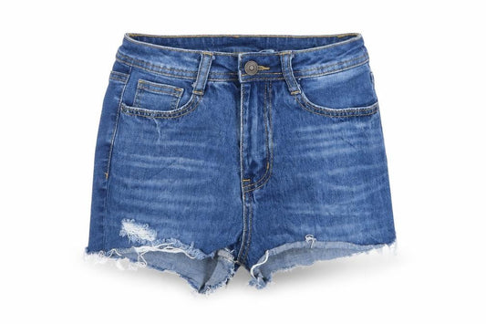 SHEIN Womens Blue  Denim Hot Pants Shorts Size S - Ripped
