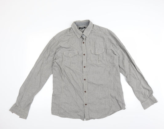 Peacocks Mens Green Check   Button-Up Size L