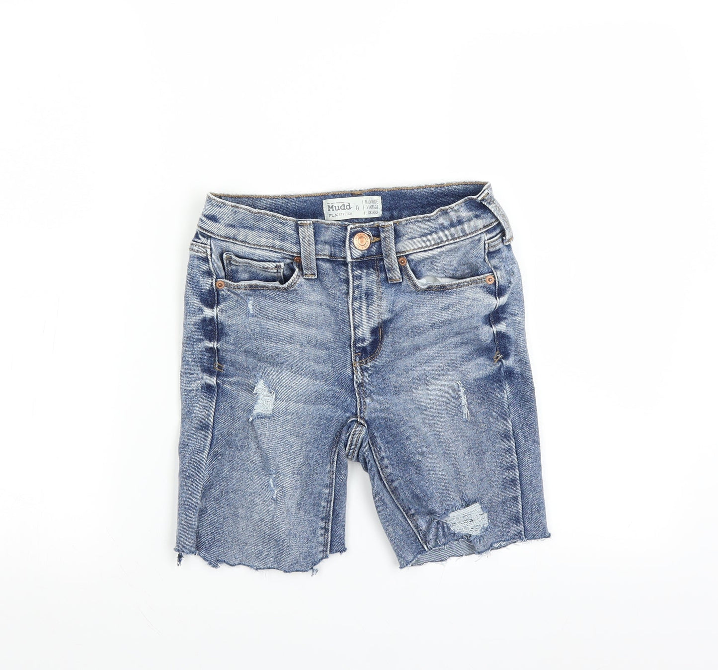 Mudd Womens Blue   Bermuda Shorts Size 4 - DISTRESSED