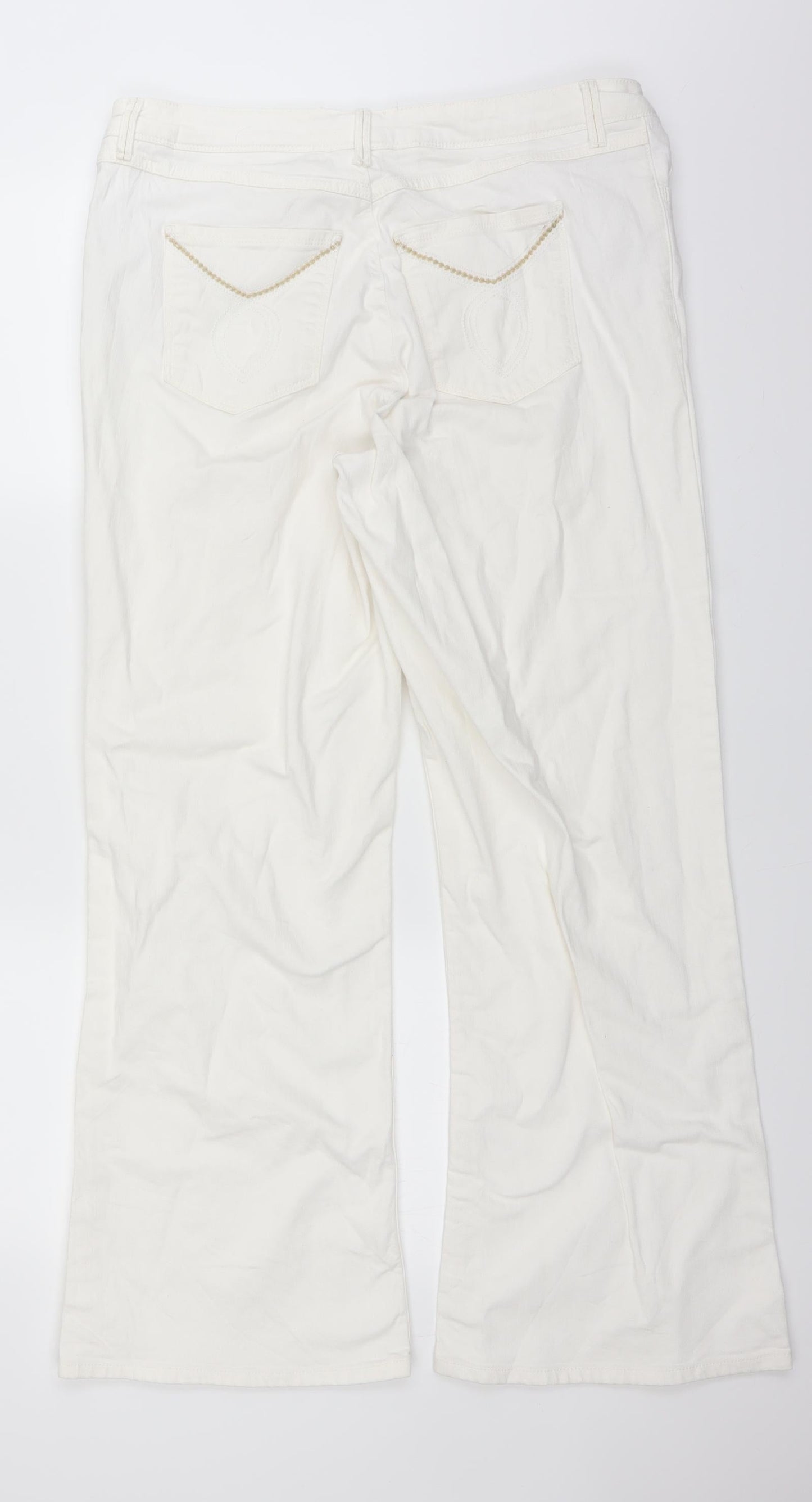 John Lewis Womens White  Denim Bootcut Jeans Size 34 in L29 in