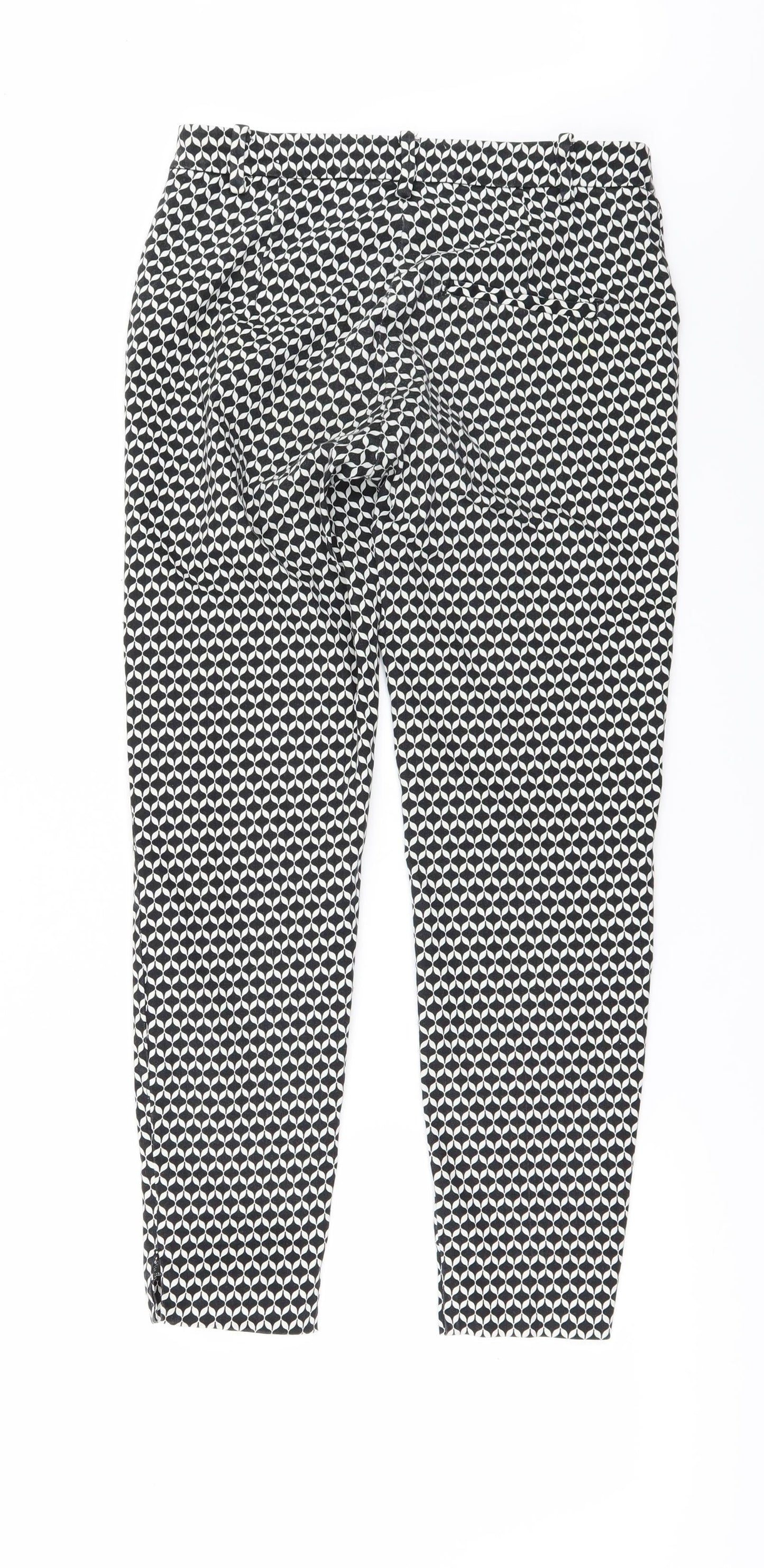 H&M Womens Black Geometric  Trousers  Size 8 L26 in