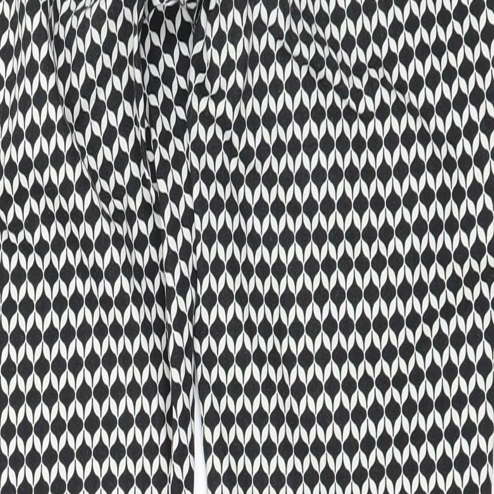 H&M Womens Black Geometric  Trousers  Size 8 L26 in