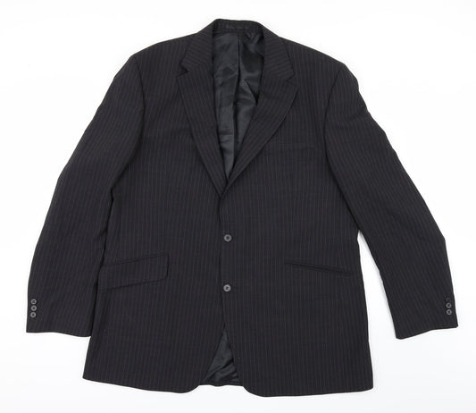 Preworn Mens Grey Striped  Jacket Suit Jacket Size 46