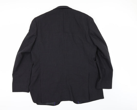 Preworn Mens Grey Striped  Jacket Suit Jacket Size 46