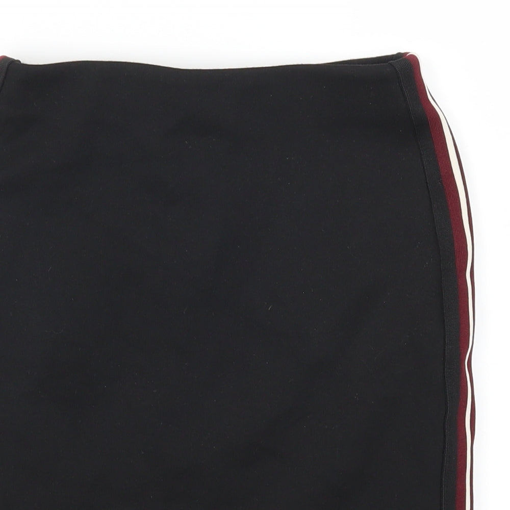 New Look Womens Black   Straight & Pencil Skirt Size 4  - Red Side Stripe