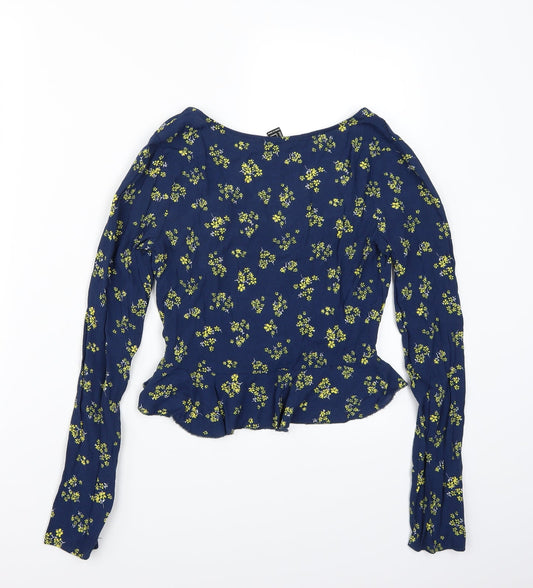 FOREVER 21 Womens Blue Floral  Cropped T-Shirt Size S