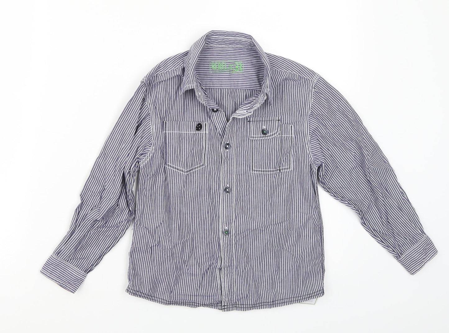 Rebel Boys Blue Striped Chambray Basic Button-Up Size 5-6 Years
