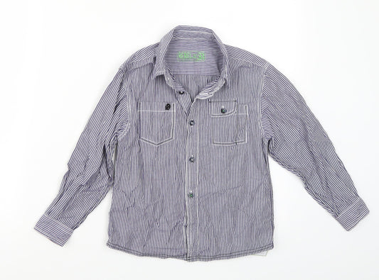 Rebel Boys Blue Striped Chambray Basic Button-Up Size 5-6 Years