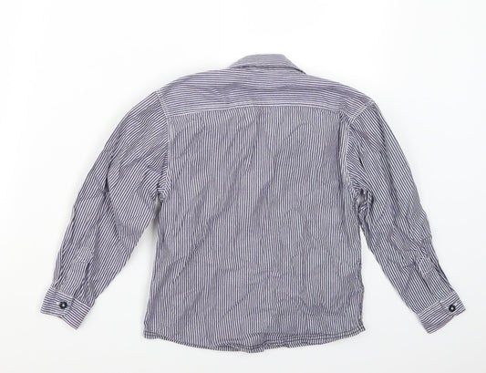 Rebel Boys Blue Striped Chambray Basic Button-Up Size 5-6 Years