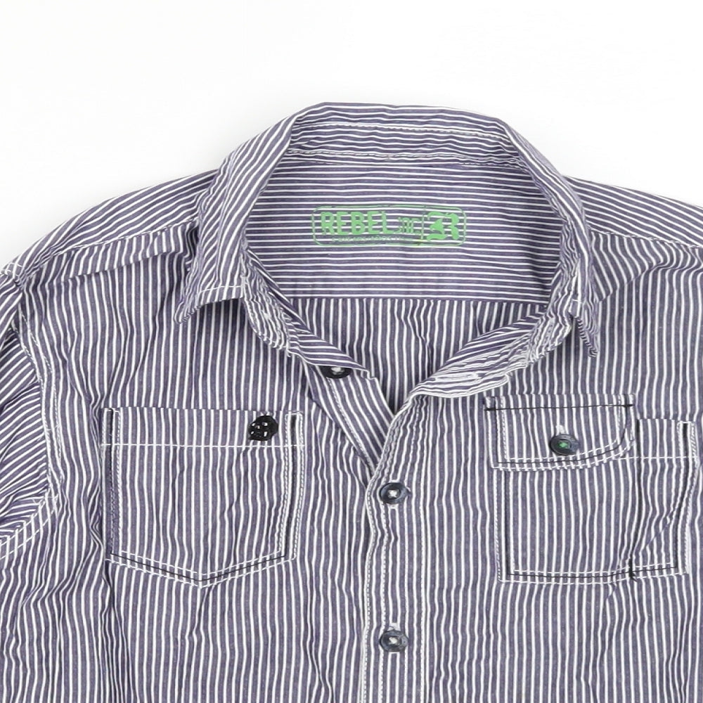 Rebel Boys Blue Striped Chambray Basic Button-Up Size 5-6 Years