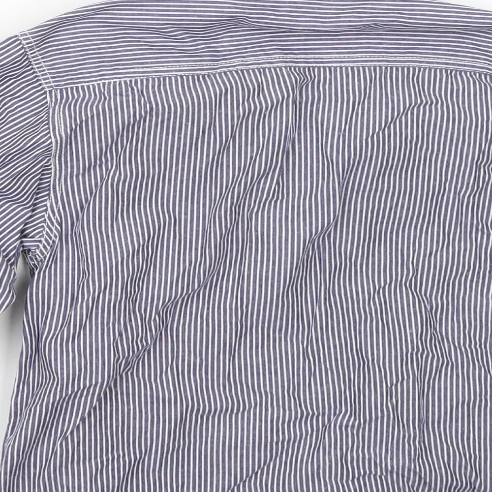 Rebel Boys Blue Striped Chambray Basic Button-Up Size 5-6 Years