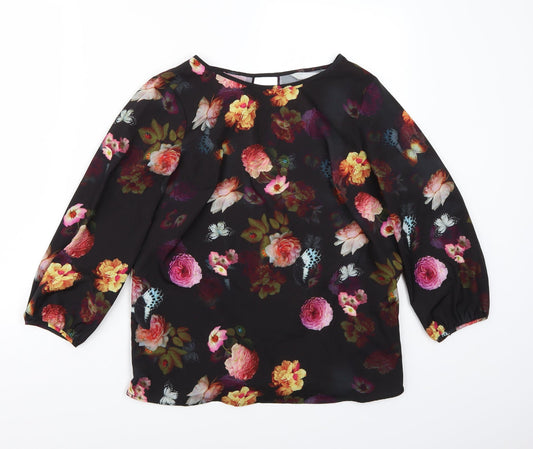 Red Herring Womens Black Floral  Basic Blouse Size 10