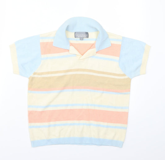 Giordana Womens Yellow Striped  Basic T-Shirt Size M