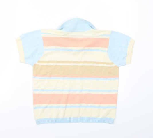 Giordana Womens Yellow Striped  Basic T-Shirt Size M