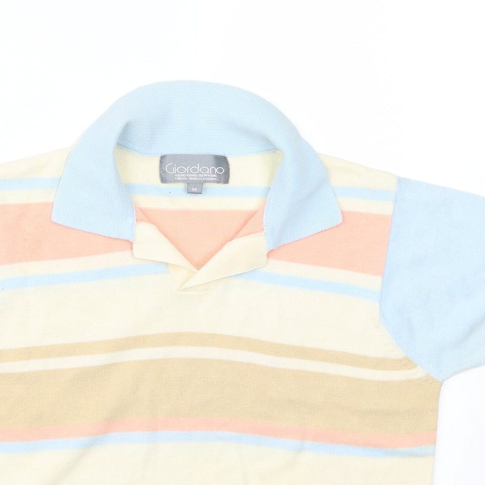 Giordana Womens Yellow Striped  Basic T-Shirt Size M