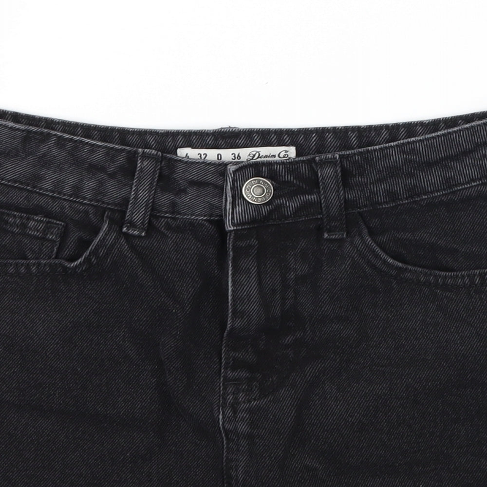 Denim & Co. Womens Black Striped Denim A-Line Skirt Size 4