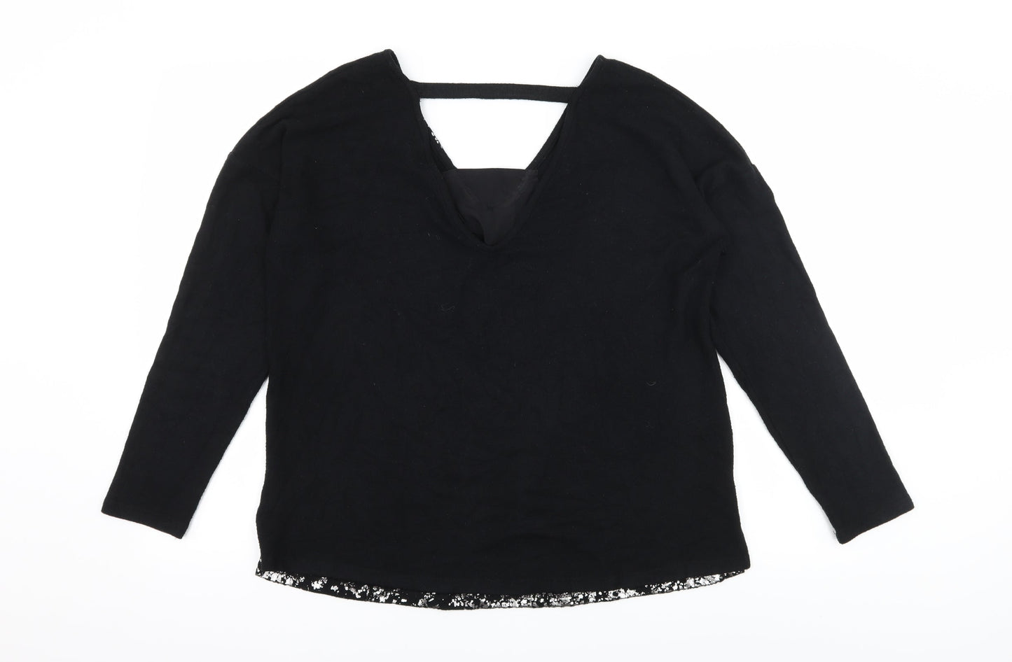 NEXT Womens Black Geometric Knit Pullover Jumper Size 14