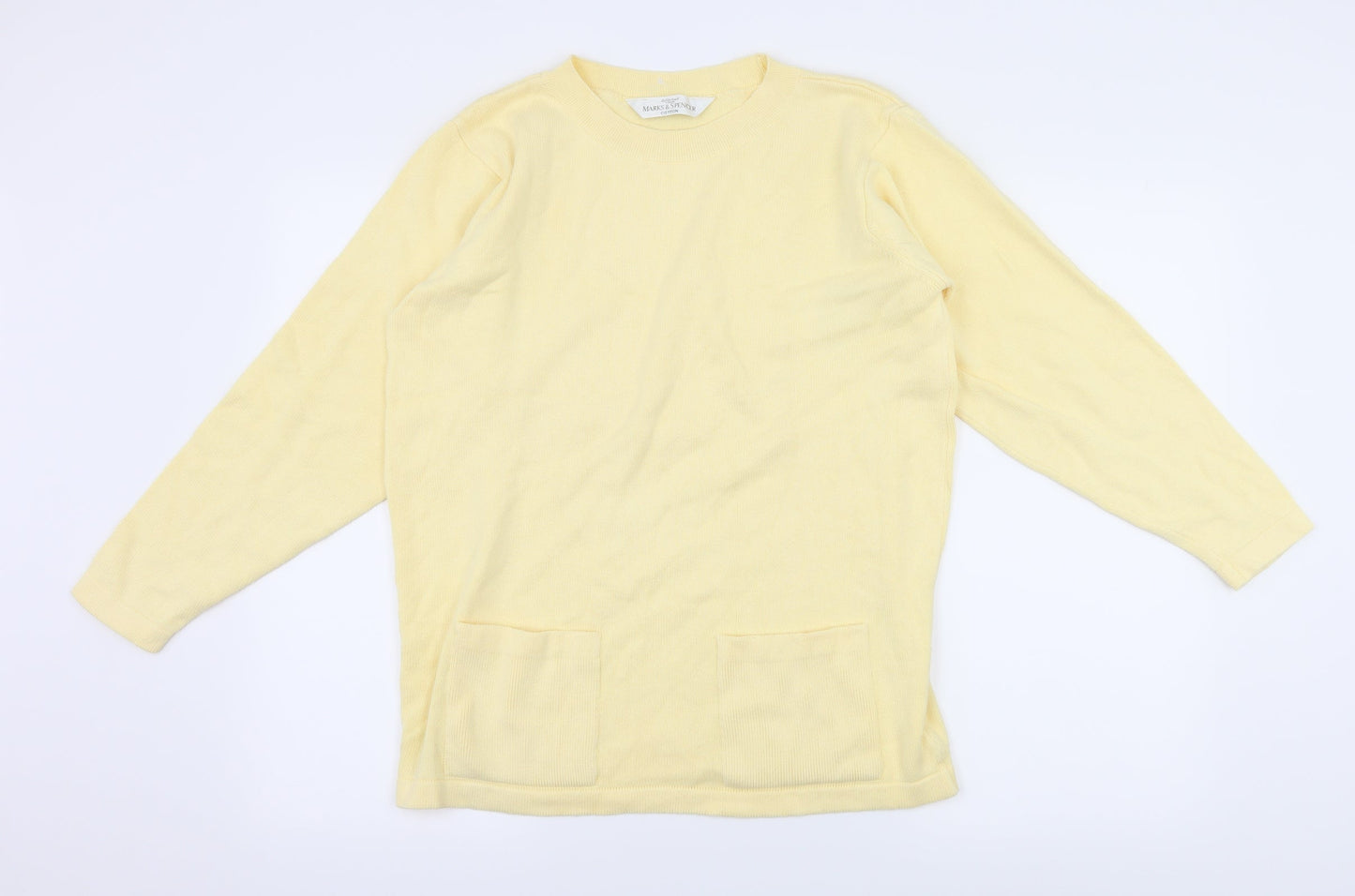 Marks and Spencer Womens Yellow  Knit Pullover Jumper Size 8