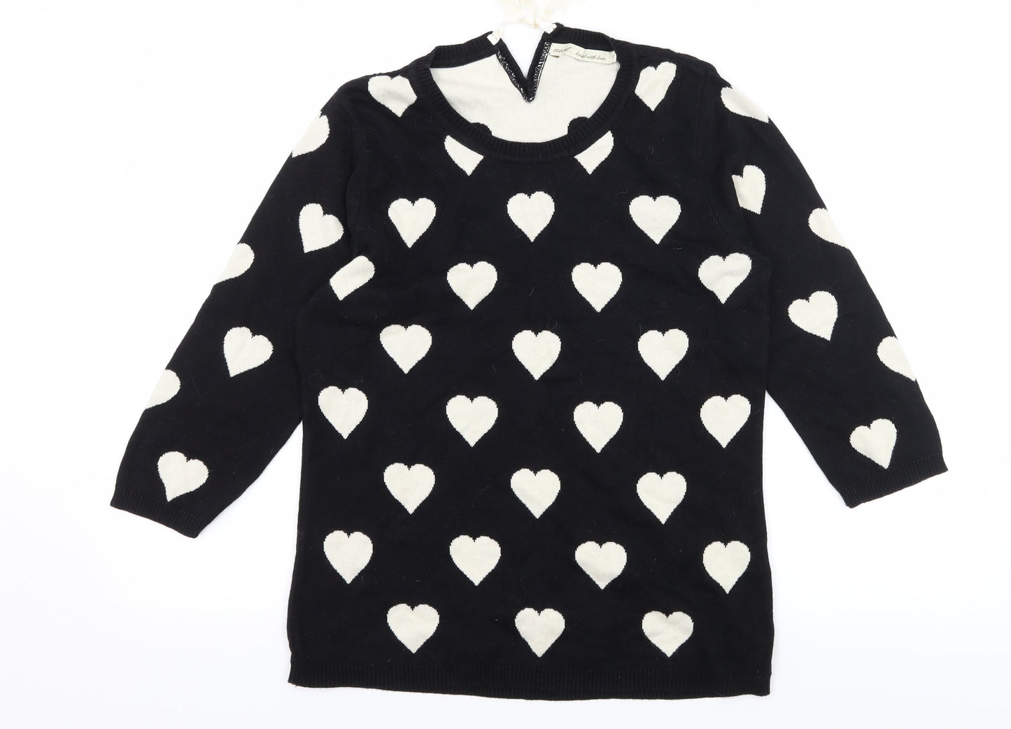 NEXT Womens Black Geometric Knit Pullover Jumper Size 10