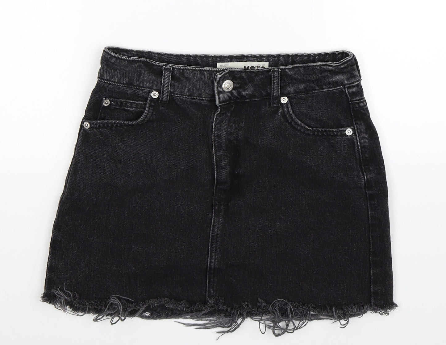 Topshop Womens Black  Denim A-Line Skirt Size 8